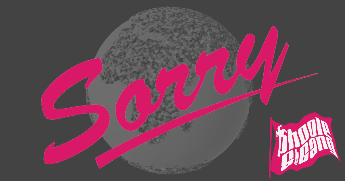 A Slipmat chat log is mostly blurred out except for a post from devoted Phooligan Scorpio 900, who very kindly posted, “security blanket this show is”. The Phoole and the Gang fuchsia flag logo flies across the blurred chat text.